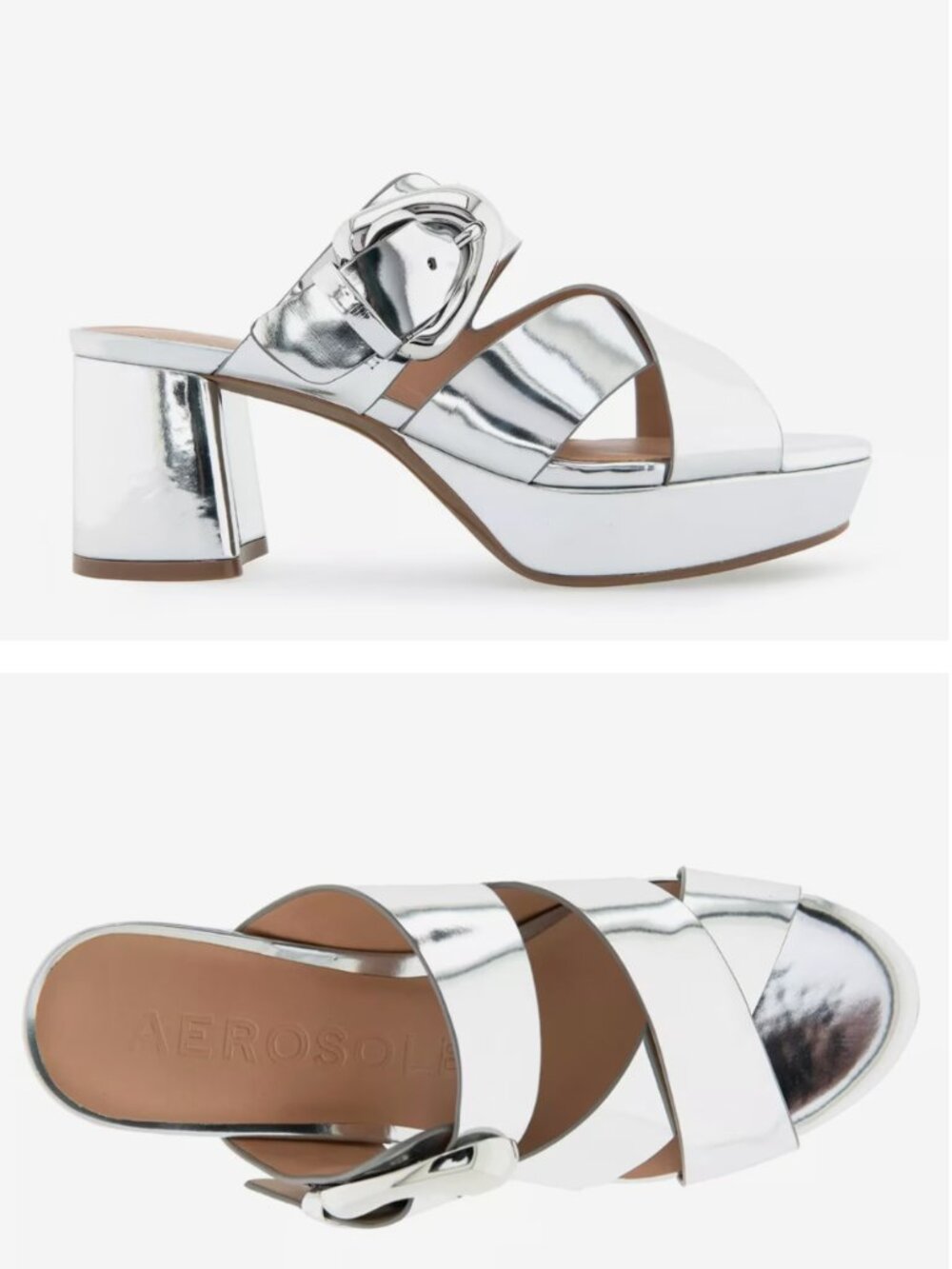 Aerosoles Collin Platform Sandal - Silver Mirror